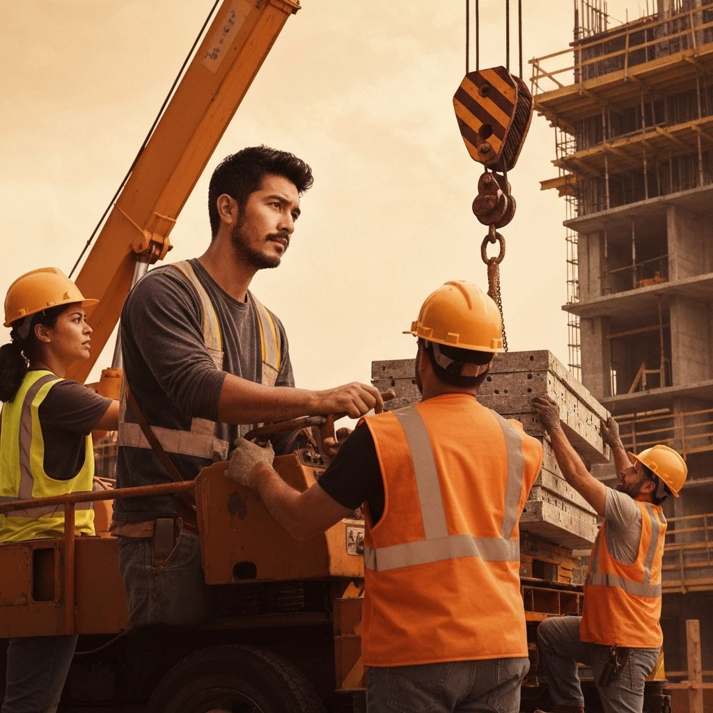 Professional team at work on site